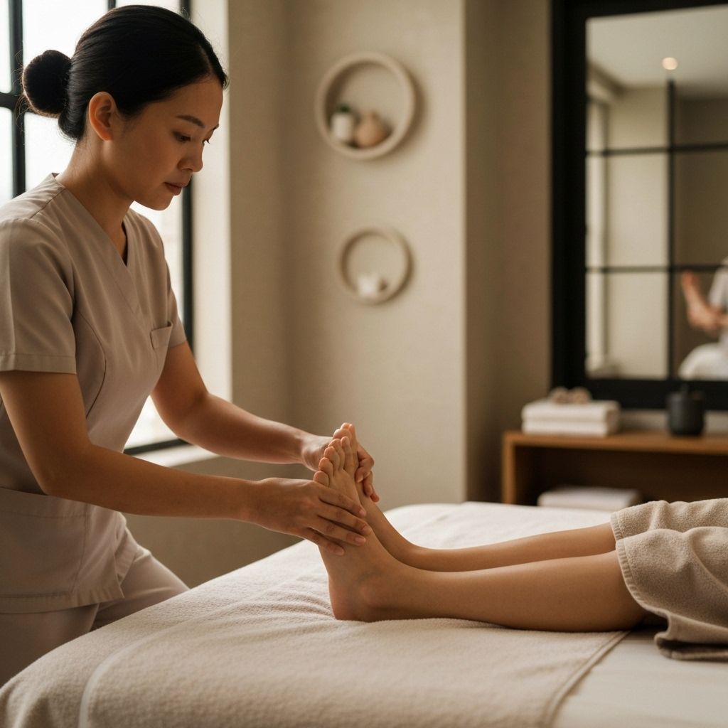 Massage de réflexologie plantaire sur les pieds